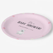 Sweet Pink Teddy Bear Baby Shower Party Pappteller (Schrägansicht)