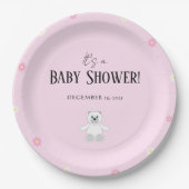 Sweet Pink Teddy Bear Baby Shower Party Pappteller (Vorderseite)