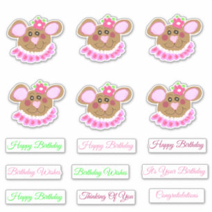Sweet Pink Teddy Bear Geburtstag Aufkleber