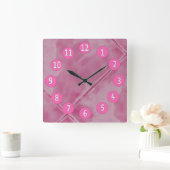 Sweet Pink Tiles with White Digits Quadratische Wanduhr (Zuhause)