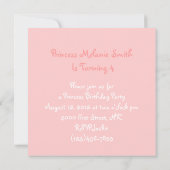 Sweet Pink Tutu Princess Birthday Party Einladung (Rückseite)