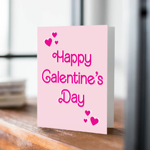 Sweet Pink Typografy Galentine's Day Valentine Karte