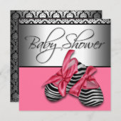 Sweet Pink und Black Baby Dusche Einladung (Vorne/Hinten)