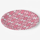 Sweet Pink und Black Puzzle Stücke Pappteller (Schrägansicht)