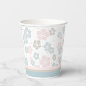Sweet Pink und Blue Floral Paper Cup Pappbecher (Rückseite)