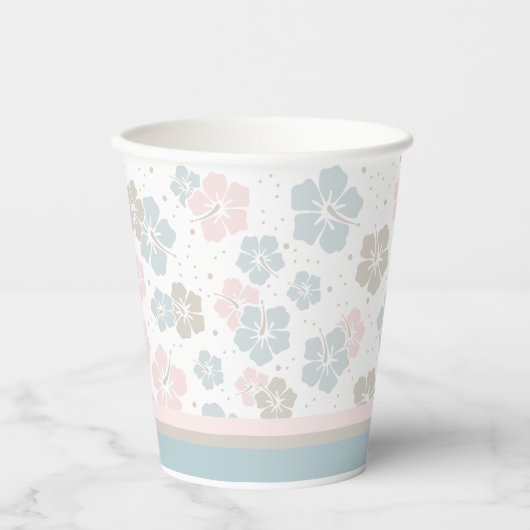 Sweet Pink und Blue Floral Paper Cup Pappbecher (Vorderseite)