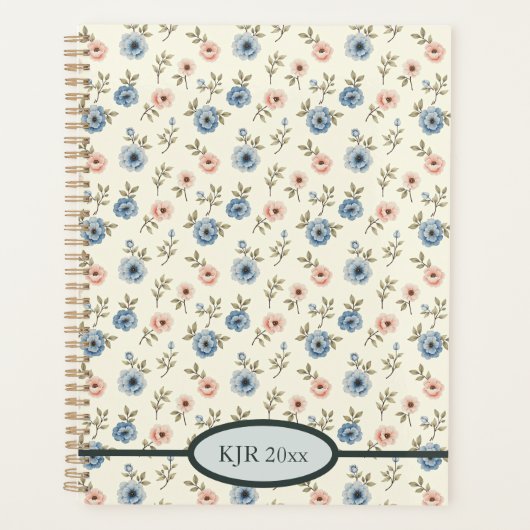 Sweet Pink und Blue Floral Planer (Vorderseite)