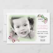 Sweet Pink und Green Birthday Einladung (Vorderseite)