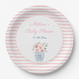 Sweet Pink und White Floral Girl Babydusche Party Pappteller