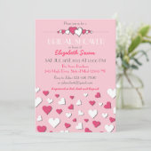 Sweet Pink und White Liebe Bridal Dusche Einladung (Stehend Vorderseite)