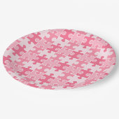 Sweet Pink und White Puzzle Stücke Pappteller (Schrägansicht)
