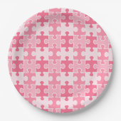Sweet Pink und White Puzzle Stücke Pappteller (Vorderseite)