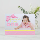 Sweet Pink und Yellow Birthday Einladung (Stehend Vorderseite)