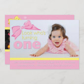 Sweet Pink und Yellow Birthday Einladung (Vorne/Hinten)