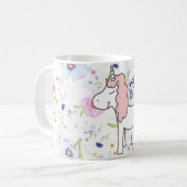 Sweet Pink Unicorn, Blume und Ihr Name Kaffeetasse (Vorderseite Links)