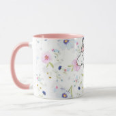 Sweet Pink Unicorn, Blume und Ihr Name Tasse (Links)
