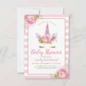 Sweet Pink Unicorn Gesicht Kinderdusche Einladung (Vorderseite)