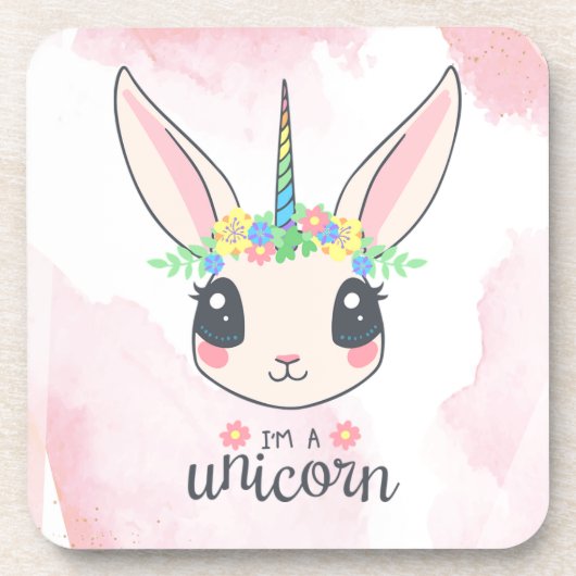 Sweet Pink Unicorn Getränkeuntersetzer (Vorderseite)