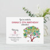 Sweet Pink Valentine Hearts Tree Girl's Birthday I Einladung (Stehend Vorderseite)