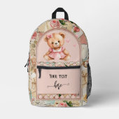 Sweet Pink Vintag Scrapbook Boho Chic Bedruckter Rucksack (Vorderseite)