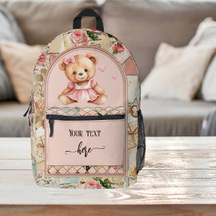 Sweet Pink Vintag Scrapbook Boho Chic Bedruckter Rucksack
