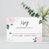 Sweet Pink Watercolor Rose Hochzeit RSVP (Stehend Vorderseite)