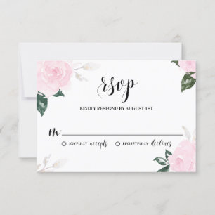 Sweet Pink Watercolor Rose Hochzeit RSVP