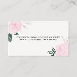 Sweet Pink Watercolor Rose Hochzeitsinformationen Begleitkarte