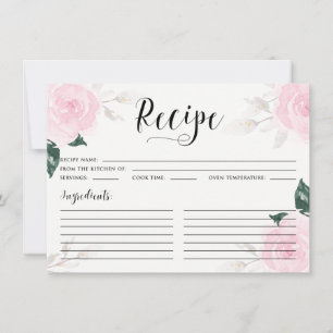 Sweet Pink Watercolor Rose Rezept Karte