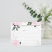 Sweet Pink Watercolor Rose Rezept Karte (Stehend Vorderseite)