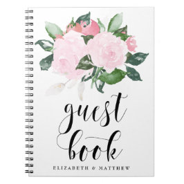 Sweet Pink Watercolor Rose Wedding Guest Book Notizblock