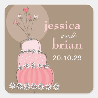 Sweet Pink Wedding Cake Daisis Danke Sticker
