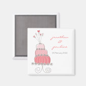 Sweet Pink Wedding Cake Whimsical Save the Date Magnet (Vorderseite/Rückseite)