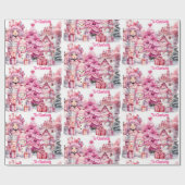 Sweet Pink Weihnachtsweihnachtsweih Mädchen's Name Geschenkpapier (Flach)