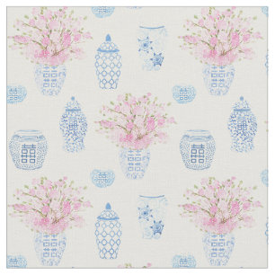 Sweet Pink White and Blue Ginger Jars Kinderzimmer Stoff