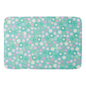 Sweet Pink White Aquamarin Ditsy Floral Pattern Badematte (Vorderseite)