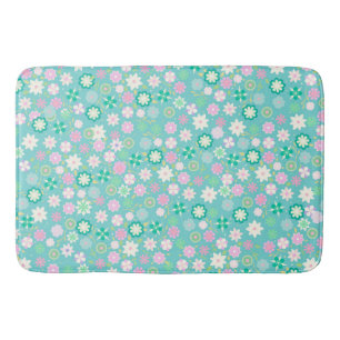 Sweet Pink White Aquamarin Ditsy Floral Pattern Badematte