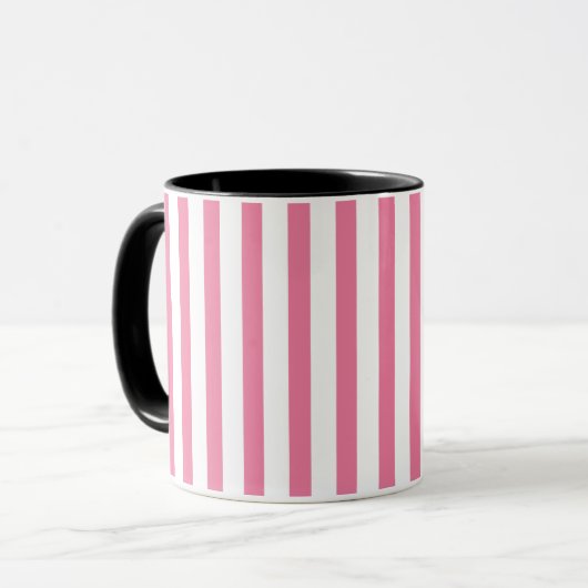 Sweet Pink & White Stripe Design 2 Töne Tasse Farb (Vorderseite Links)