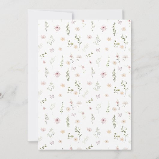 Sweet Pink Windblume Baby in Bloom Girl Shower Einladung (Rückseite)