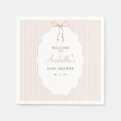 Sweet Pinstriped Beige Bow Baby Shower Serviette (Vorderseite)