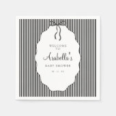 Sweet Pinstriped Black Bow Baby Shower Serviette (Vorderseite)