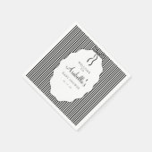 Sweet Pinstriped Black Bow Baby Shower Serviette (Ecke)