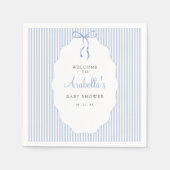 Sweet Pinstriped Blue Bow Baby Shower Serviette (Vorderseite)