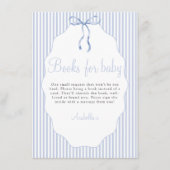 Sweet Pinstriped Bow Blue Books For Baby Begleitkarte (Vorderseite)