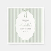 Sweet Pinstriped Green Bow Baby Shower Serviette (Vorderseite)