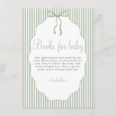 Sweet Pinstriped Green Bow Books For Baby Begleitkarte (Vorderseite)