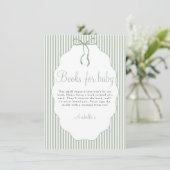 Sweet Pinstriped Green Bow Books For Baby Begleitkarte (Stehend Vorderseite)