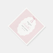Sweet Pinstriped Pink Bow Baby Shower Welcome Serviette (Ecke)