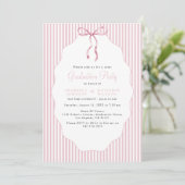 Sweet Pinstriped Pink Bow Joint Graduation Einladung (Stehend Vorderseite)