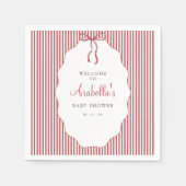 Sweet Pinstriped Red Bow Baby Shower Serviette (Vorderseite)